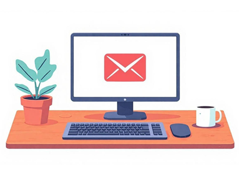 computer screen with email icon
