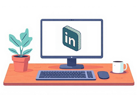 computer with linkedin logo