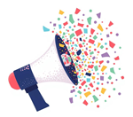 megaphone with confetti